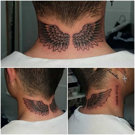 back neck wings tattoo|creative wing tattoo designs.